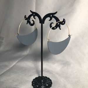 Slate gray half moon dangle earrings